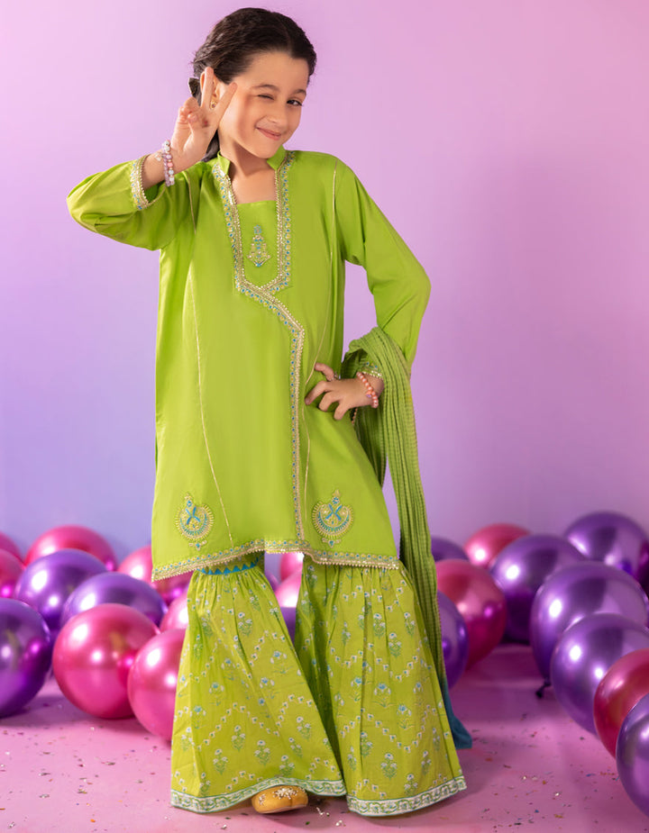 Lawn Silk Green Stitched Suit - J. Junaid Jamshed