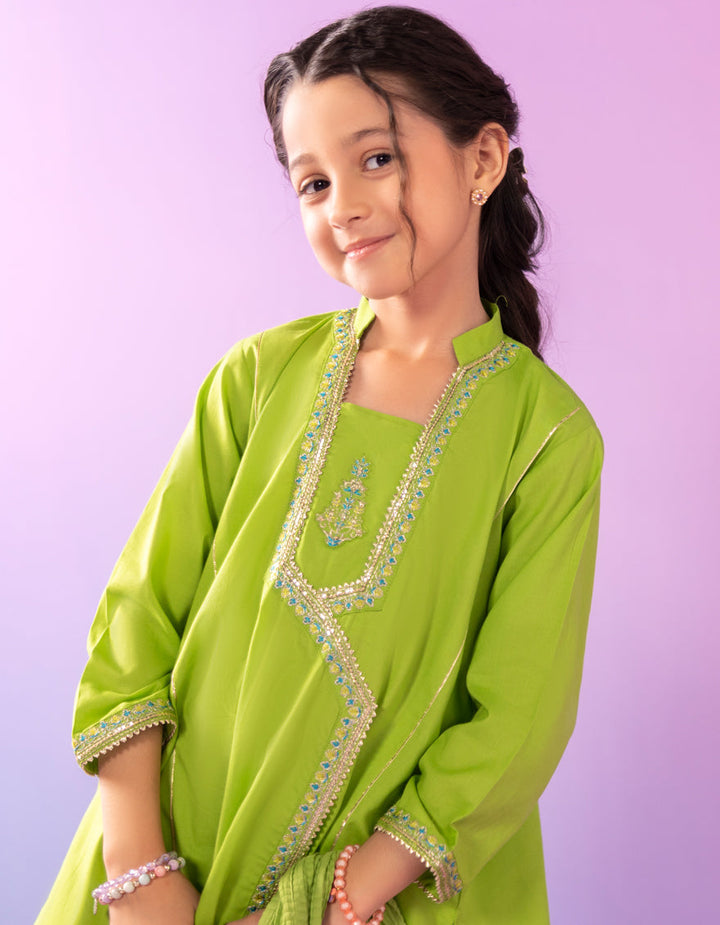 Lawn Silk Green Stitched Suit - J. Junaid Jamshed