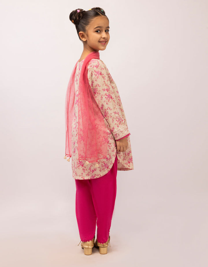 Dobby Beige Stitched Suit - J. Junaid Jamshed