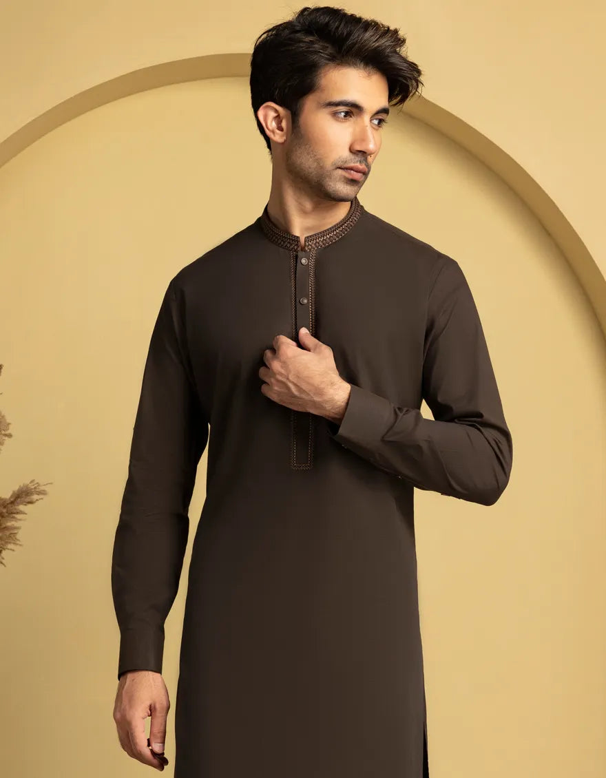 Cotton Dark Green Kurta Trouser - J. Junaid Jamshed