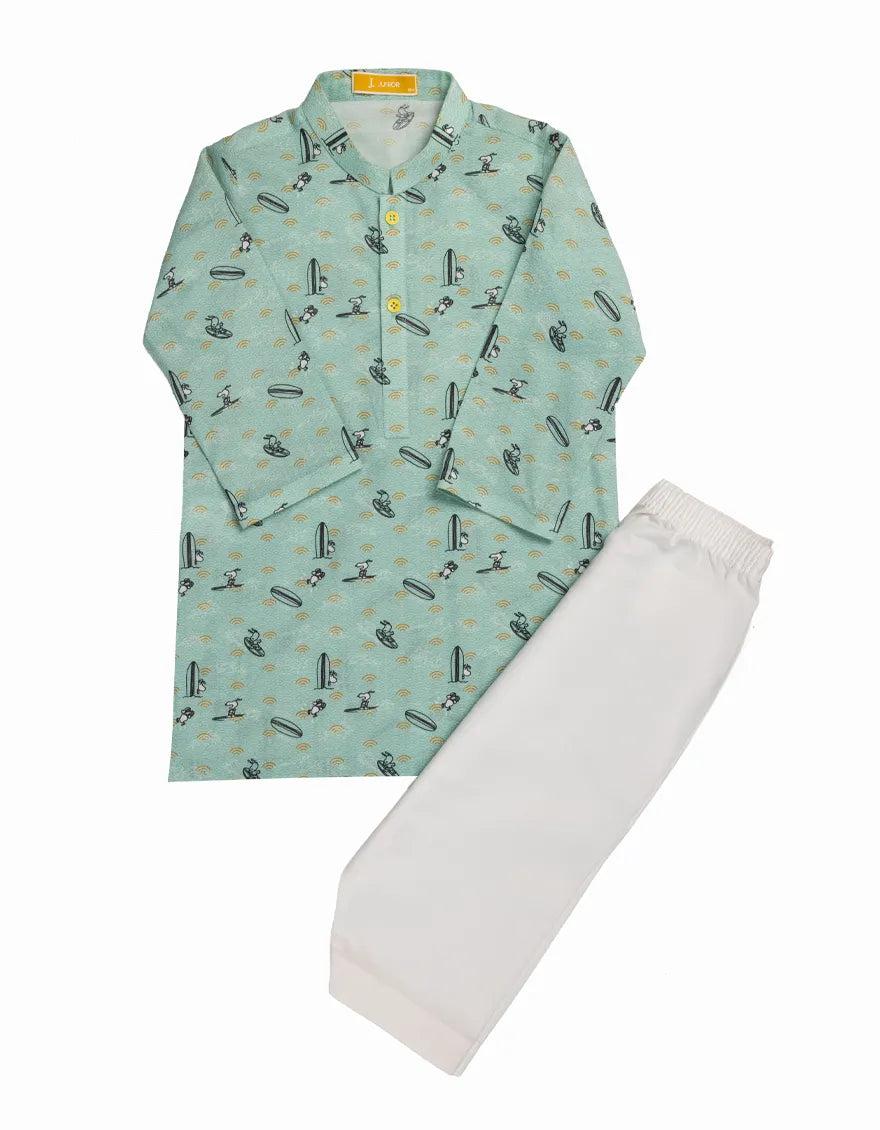 Cotton Light Green Shalwar Kameez - J. Junaid Jamshed