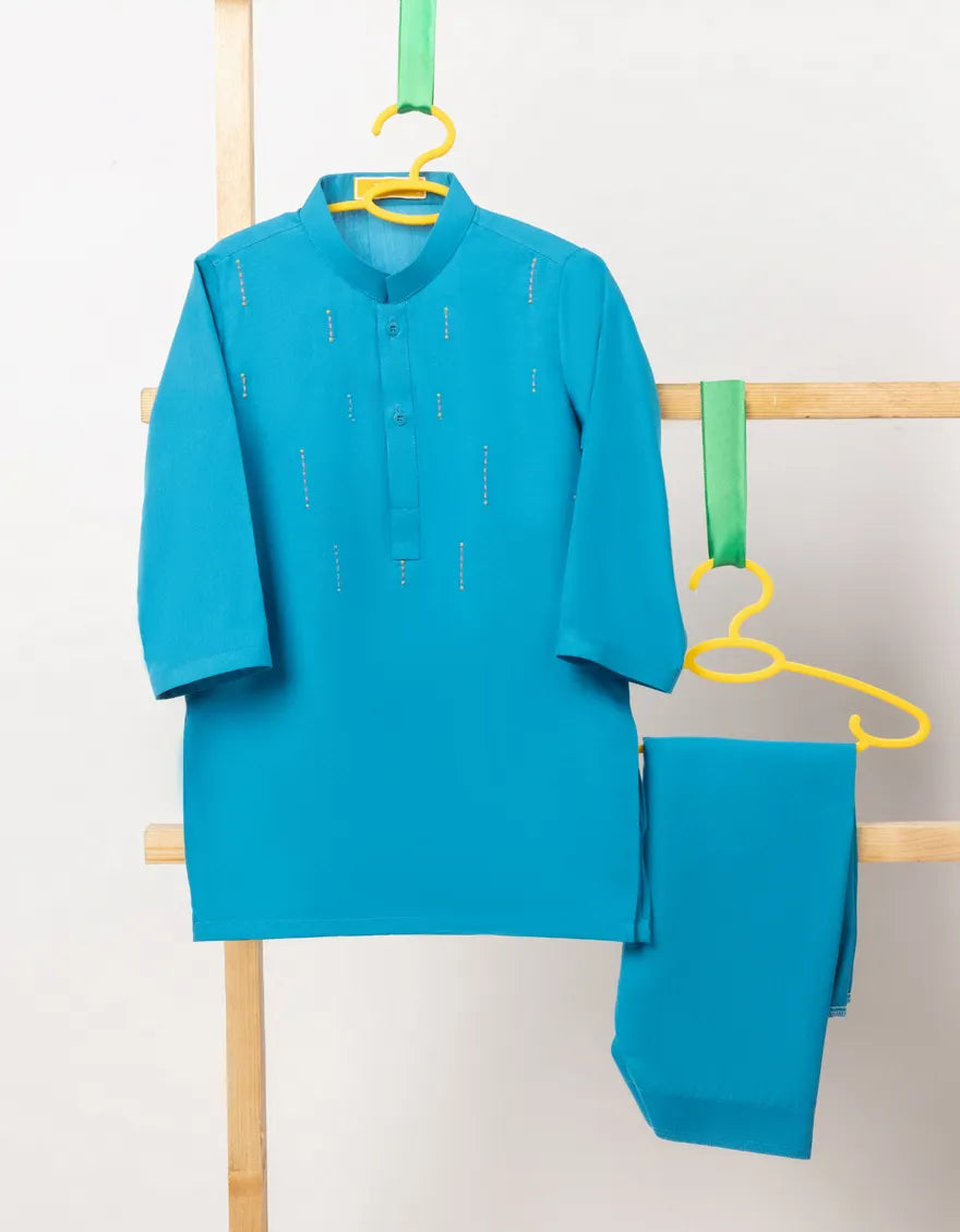 Blended Blue Shalwar Kameez - J. Junaid Jamshed