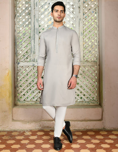 Blended Grey Kurta - J. Junaid Jamshed