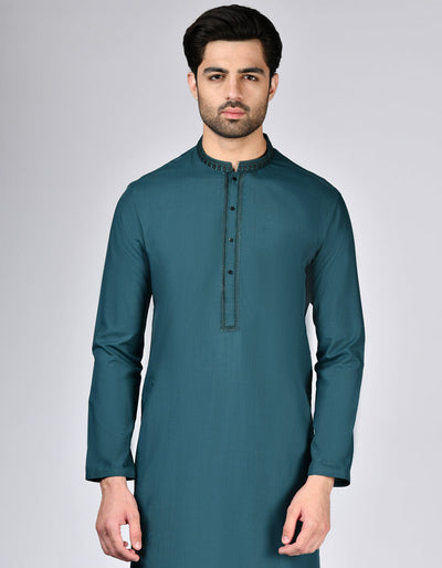 Blended Green Kurta - J. Junaid Jamshed