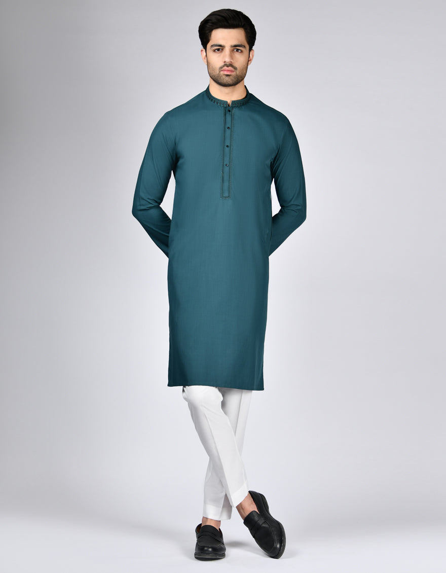 Blended Green Kurta - J. Junaid Jamshed