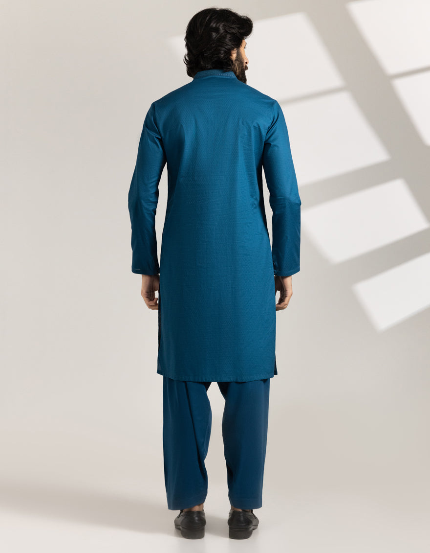 Cotton Blue Kurta - J. Junaid Jamshed
