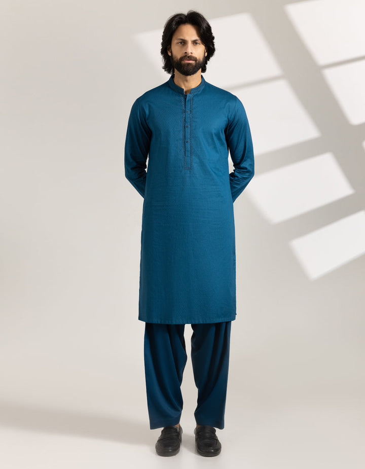 Cotton Blue Kurta - J. Junaid Jamshed