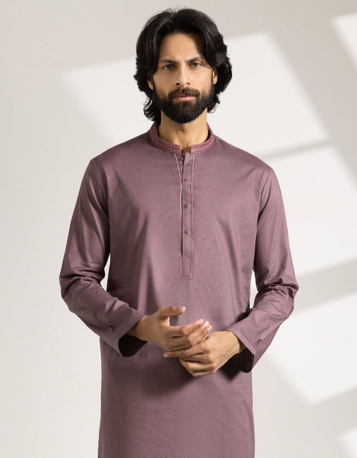 Cotton Mauve Kurta - J. Junaid Jamshed
