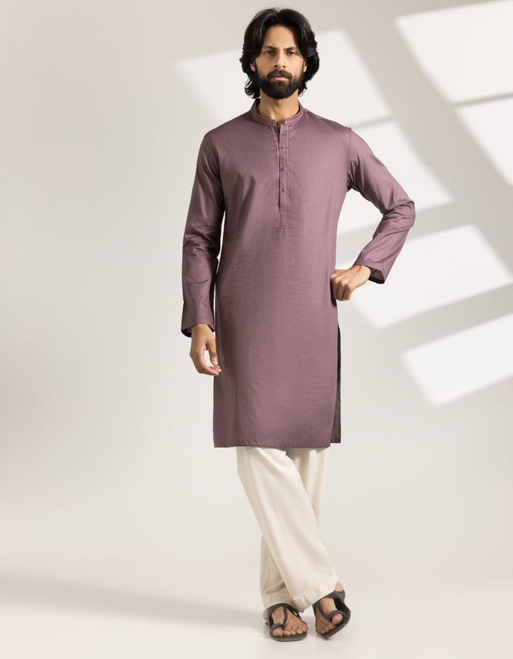 Cotton Mauve Kurta - J. Junaid Jamshed