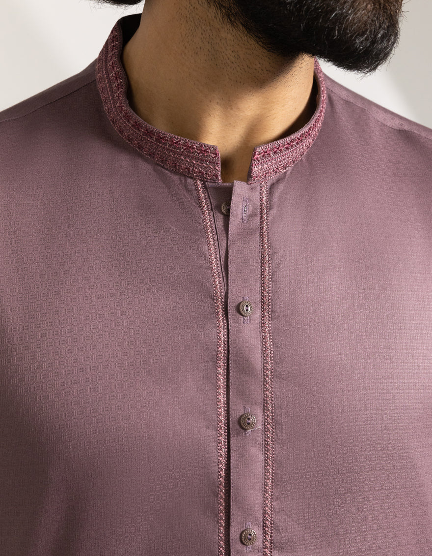Cotton Mauve Kurta - J. Junaid Jamshed