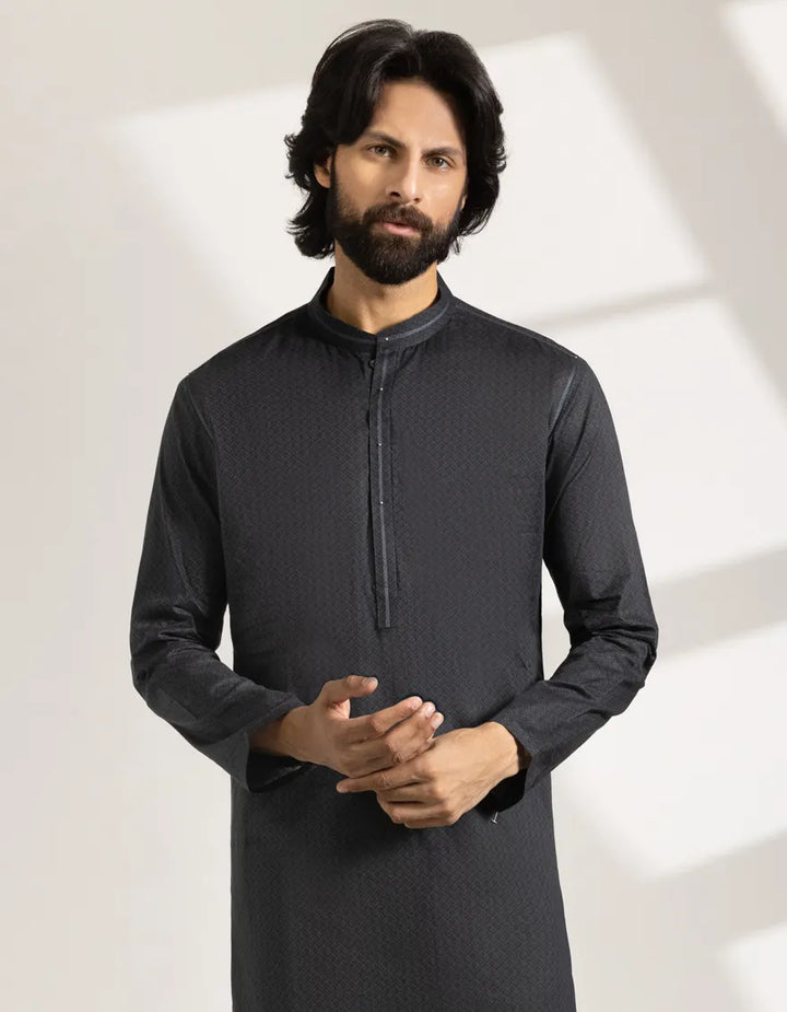Cotton Black Kurta - J. Junaid Jamshed