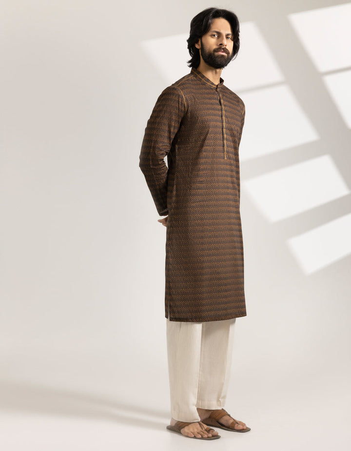 Cotton Brown Kurta - J. Junaid Jamshed