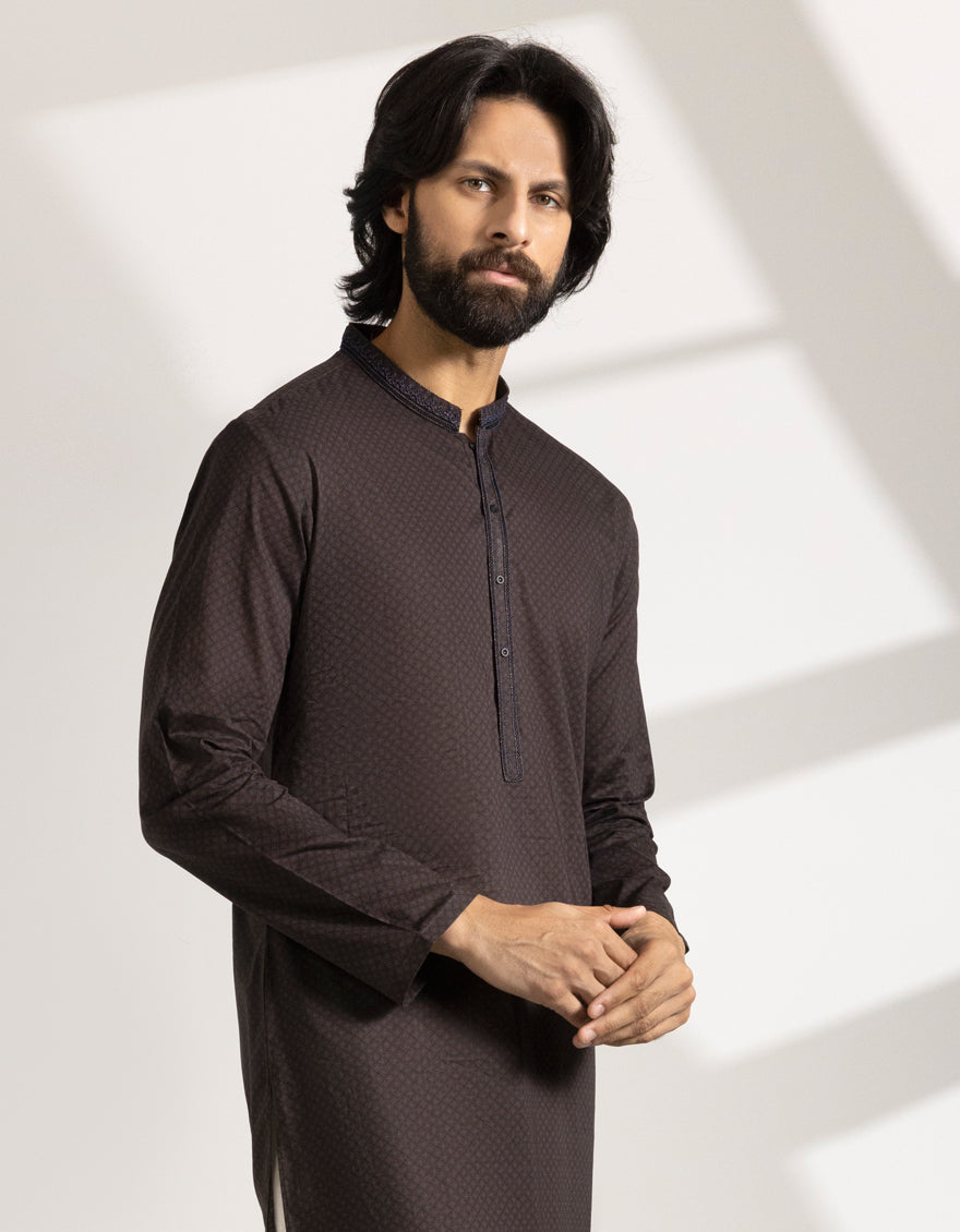Cotton Brown Kurta - J. Junaid Jamshed