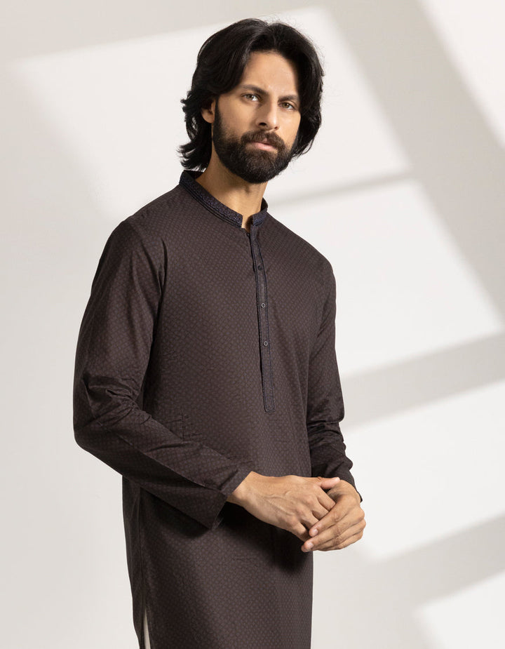 Cotton Brown Kurta - J. Junaid Jamshed