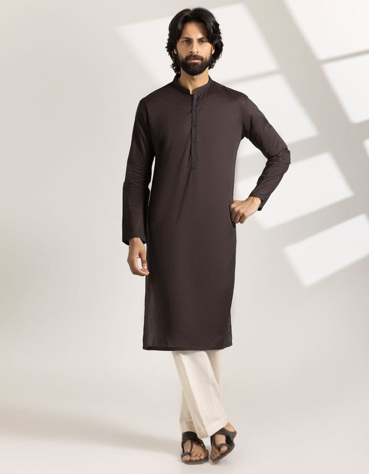 Cotton Brown Kurta - J. Junaid Jamshed