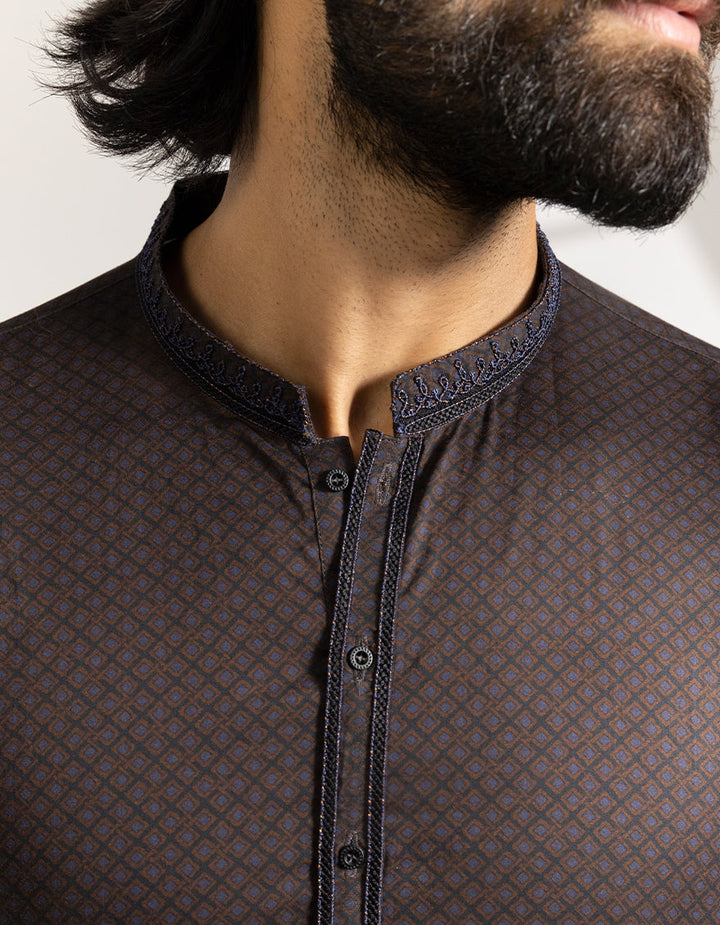 Cotton Brown Kurta - J. Junaid Jamshed