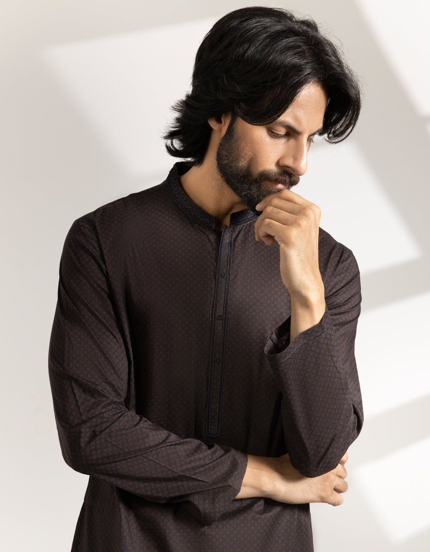 Cotton Brown Kurta - J. Junaid Jamshed