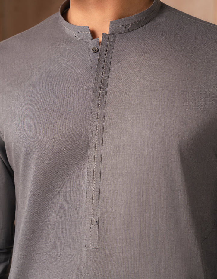 Cotton Denim Blue Kurta - J. Junaid Jamshed