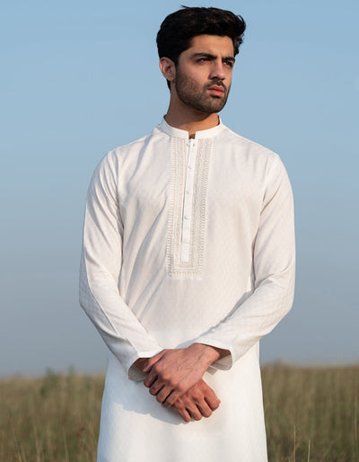 Blended White Kurta - J. Junaid Jamshed