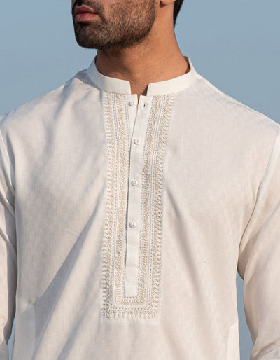 Blended White Kurta - J. Junaid Jamshed