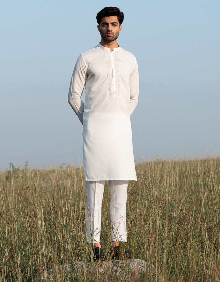 Blended White Kurta - J. Junaid Jamshed