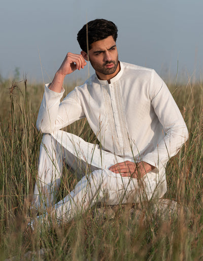 Blended White Kurta - J. Junaid Jamshed