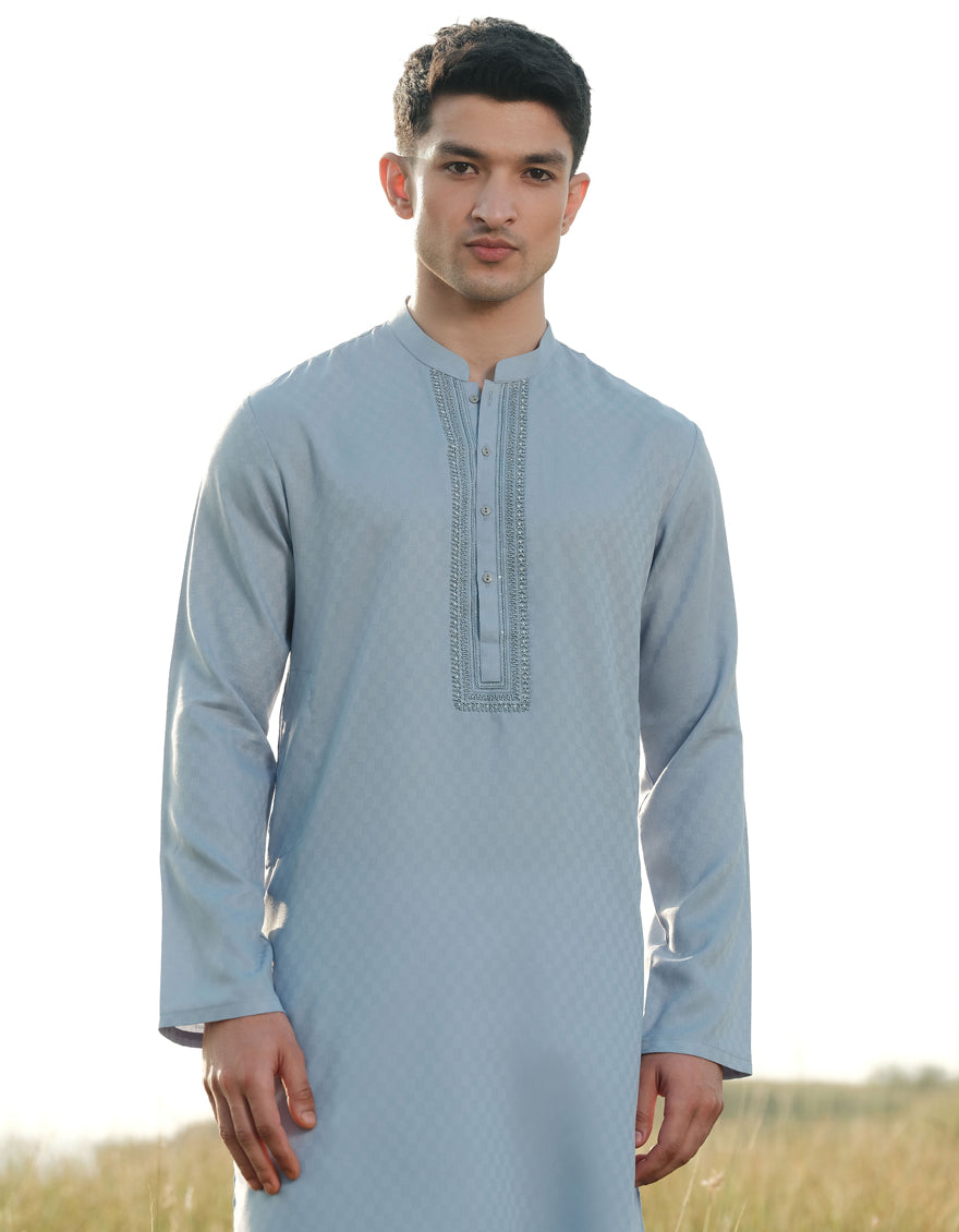 Blended Blue Kurta - J. Junaid Jamshed