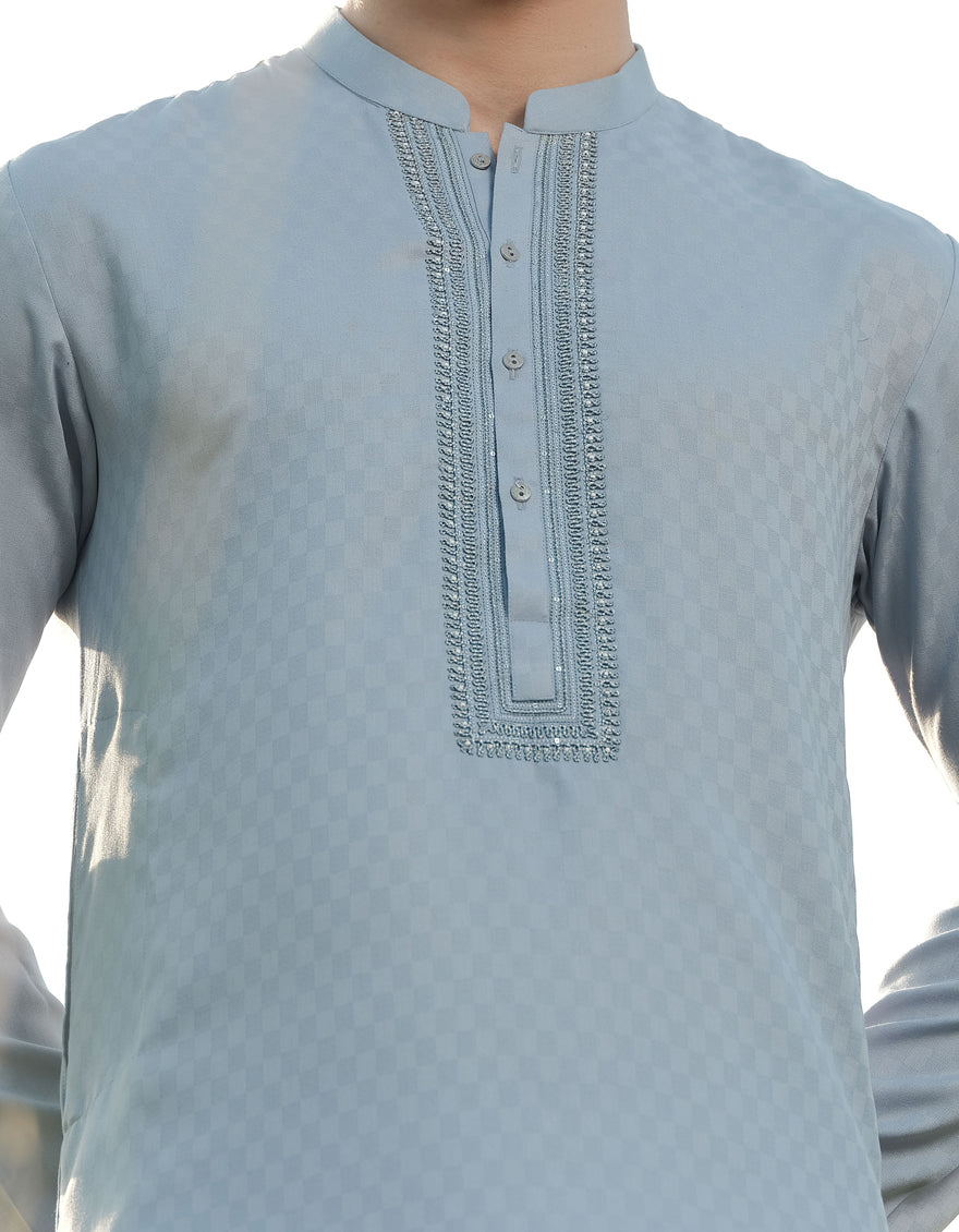 Blended Blue Kurta - J. Junaid Jamshed