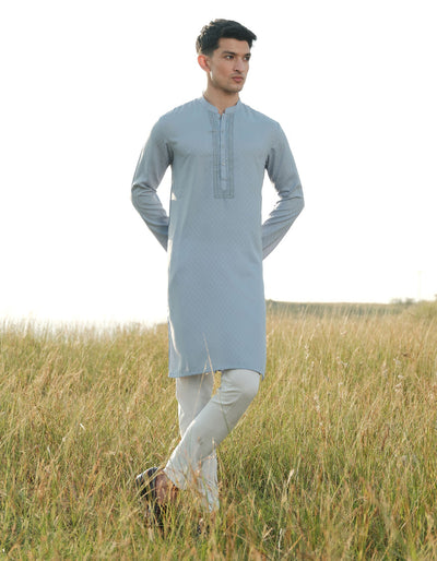 Blended Blue Kurta - J. Junaid Jamshed