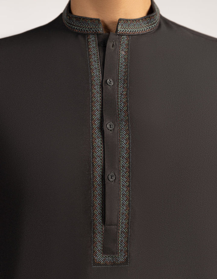 Blended Charcoal Kurta - J. Junaid Jamshed
