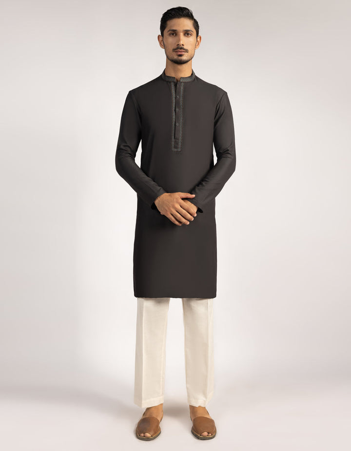 Blended Charcoal Kurta - J. Junaid Jamshed