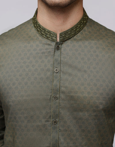 Cotton Green Kurta - J. Junaid Jamshed