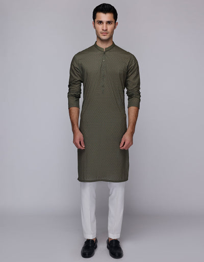 Cotton Green Kurta - J. Junaid Jamshed