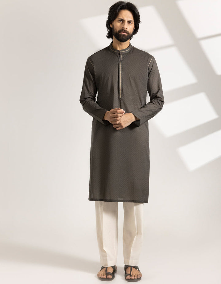 Cotton Mehndi Brown Kurta - J. Junaid Jamshed