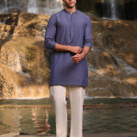 Cotton Blue Kurta - J. Junaid Jamshed