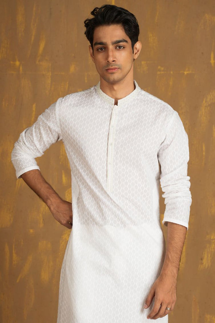 Cotton White Kurta - J. Junaid Jamshed