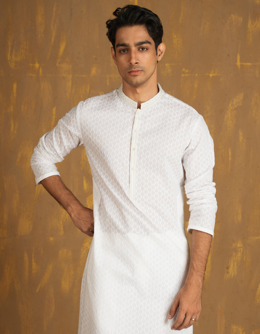 Cotton White Kurta - J. Junaid Jamshed