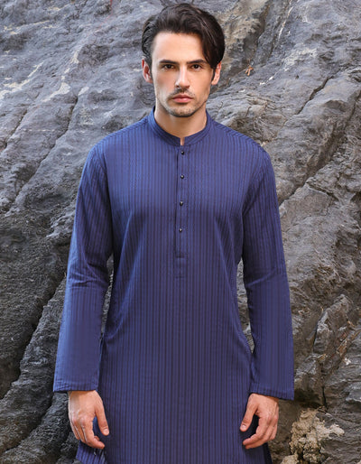 Cotton Blue Kurta - J. Junaid Jamshed