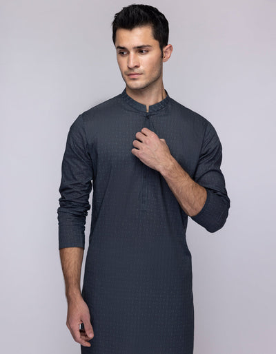 Cotton Grey Kurta - J. Junaid Jamshed