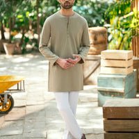 Cotton Beige Kurta - J. Junaid Jamshed