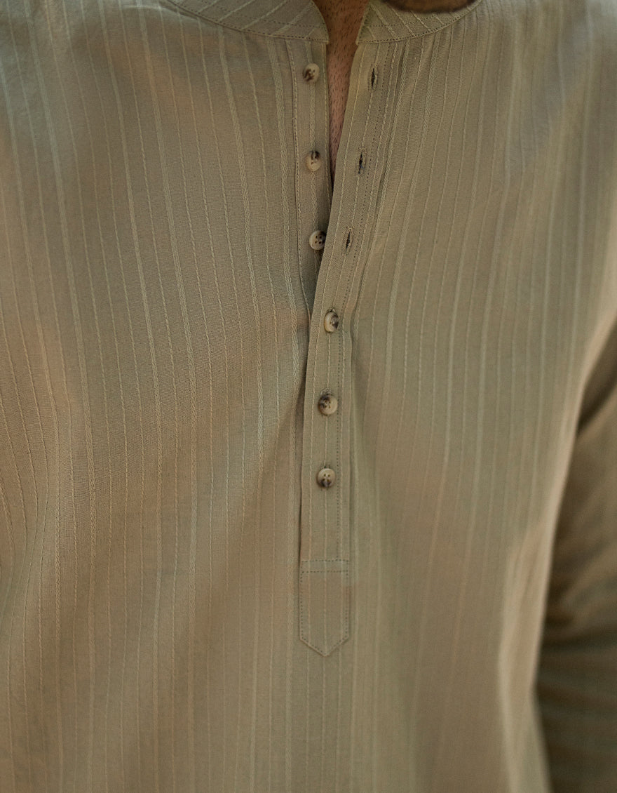 Cotton Beige Kurta - J. Junaid Jamshed