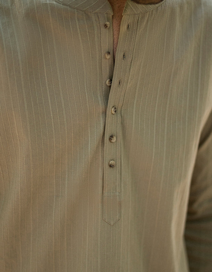 Cotton Beige Kurta - J. Junaid Jamshed