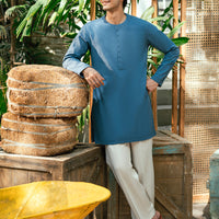 Cotton Dull Blue Kurta - J. Junaid Jamshed