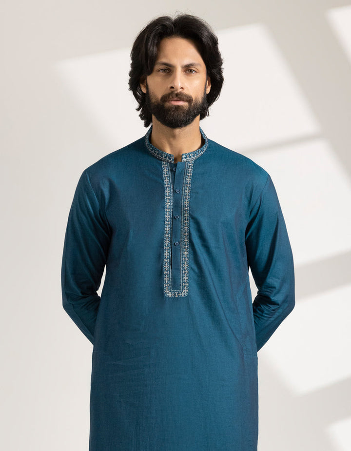 Cotton Sea Green Kurta - J. Junaid Jamshed