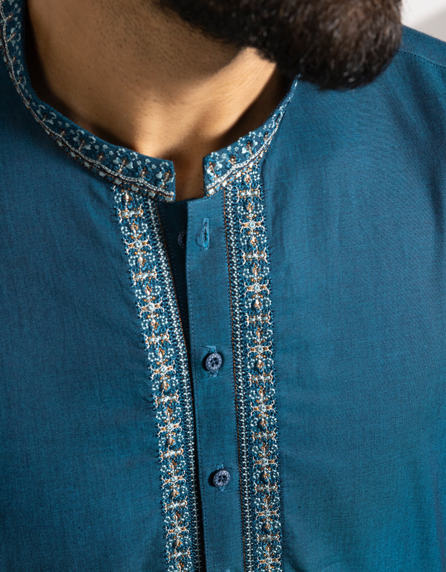 Cotton Sea Green Kurta - J. Junaid Jamshed
