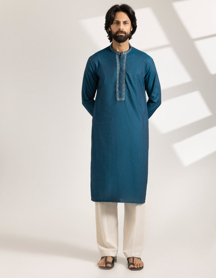 Cotton Sea Green Kurta - J. Junaid Jamshed