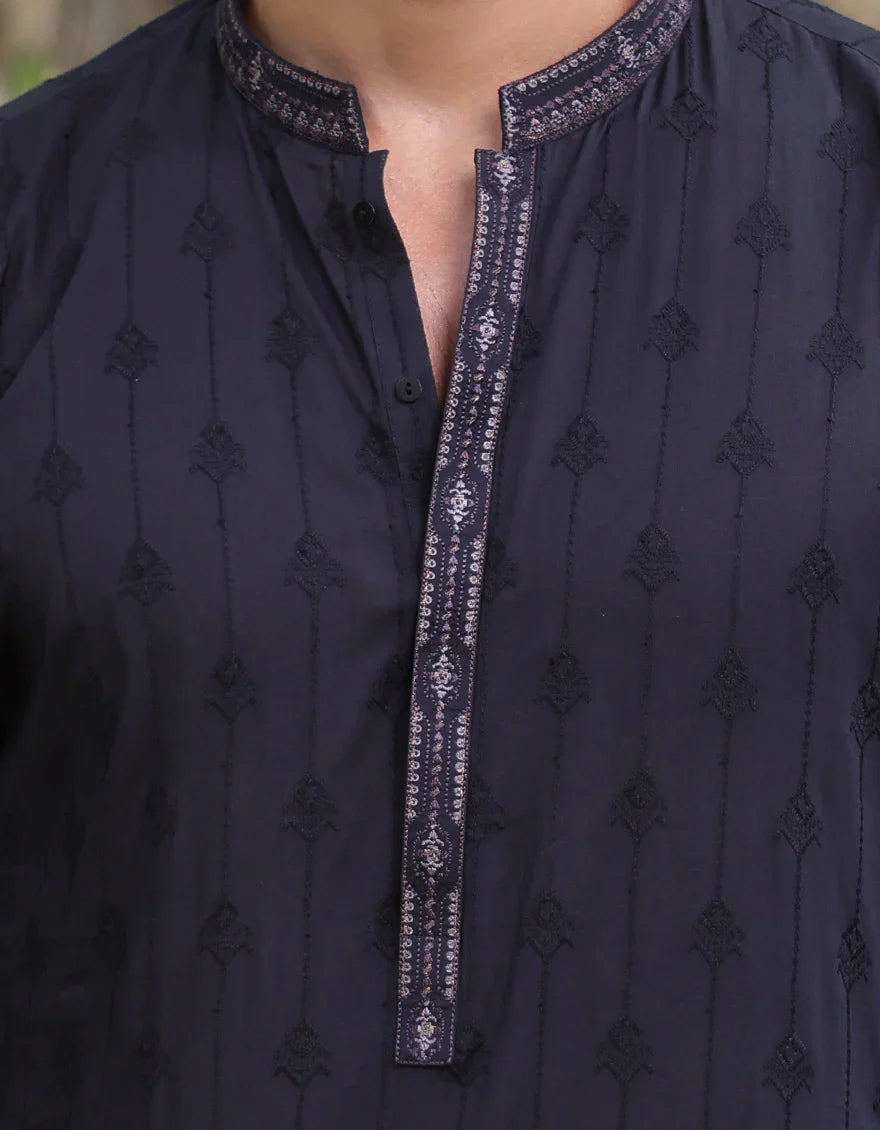 Cotton Black Kurta - J. Junaid Jamshed