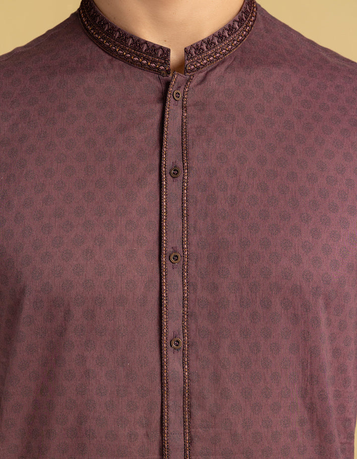 Cotton Deep Maroon Kurta - J. Junaid Jamshed