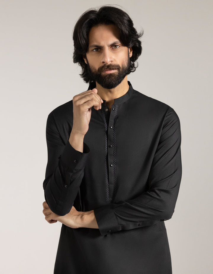 Blended Black Shalwar Kameez - J. Junaid Jamshed