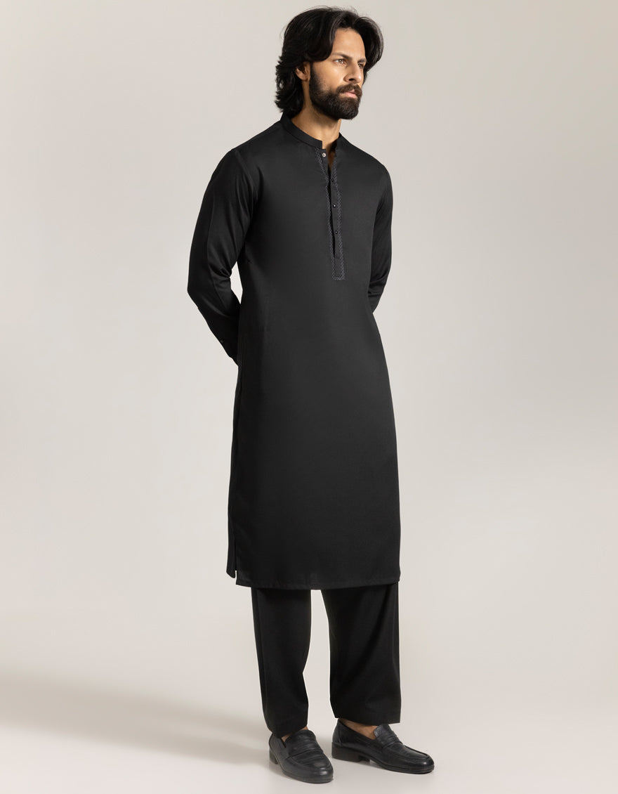 Blended Black Shalwar Kameez - J. Junaid Jamshed